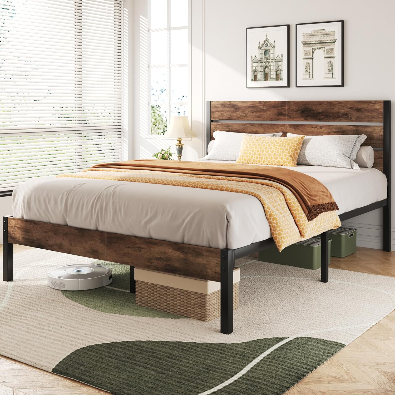 Queen Bed Frame with Headboard and Footboard