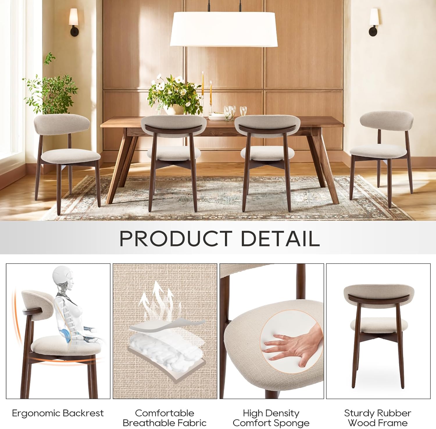 Wooden Dining Chairs Set of 4