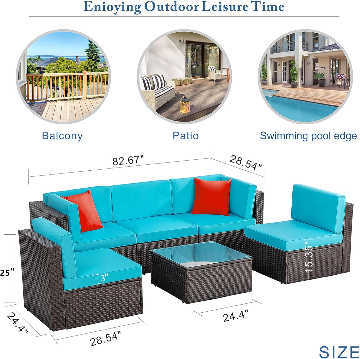 6 Pieces Outdoor Patio Furniture Set,
