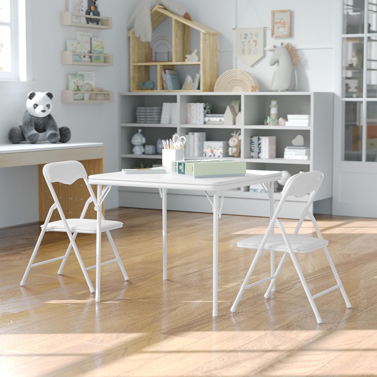 Flash Furniture Mindy Kids 5-Piece set Folding Square Table and Chairs