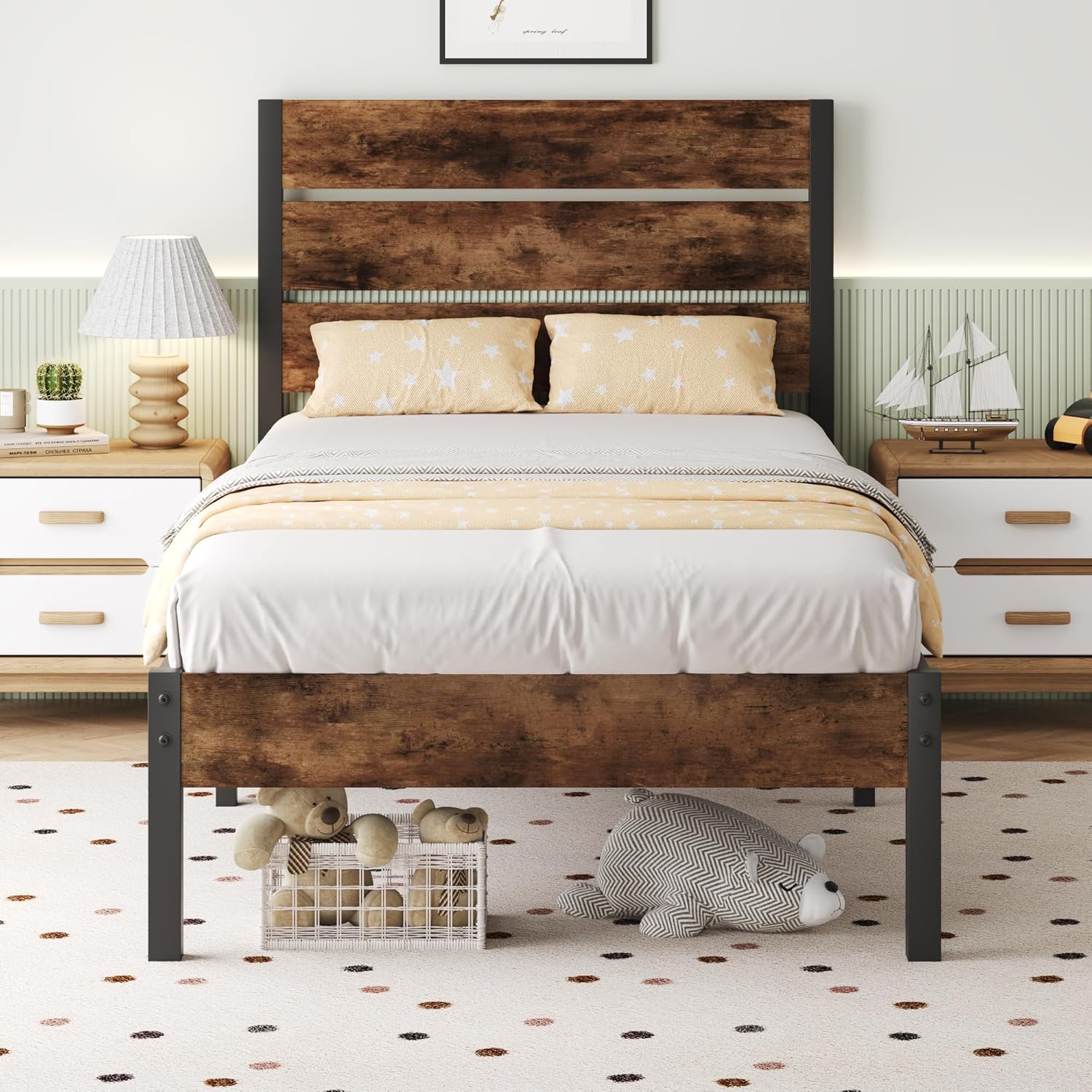 Queen Bed Frame with Headboard and Footboard