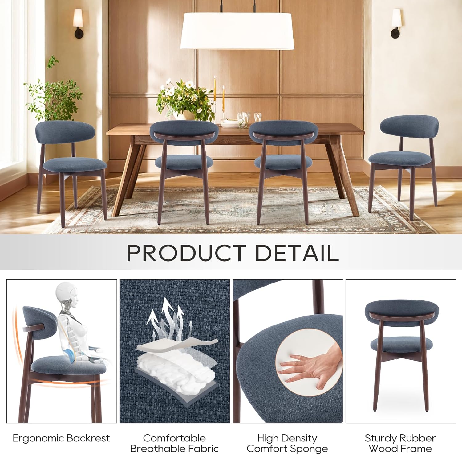 Wooden Dining Chairs Set of 4