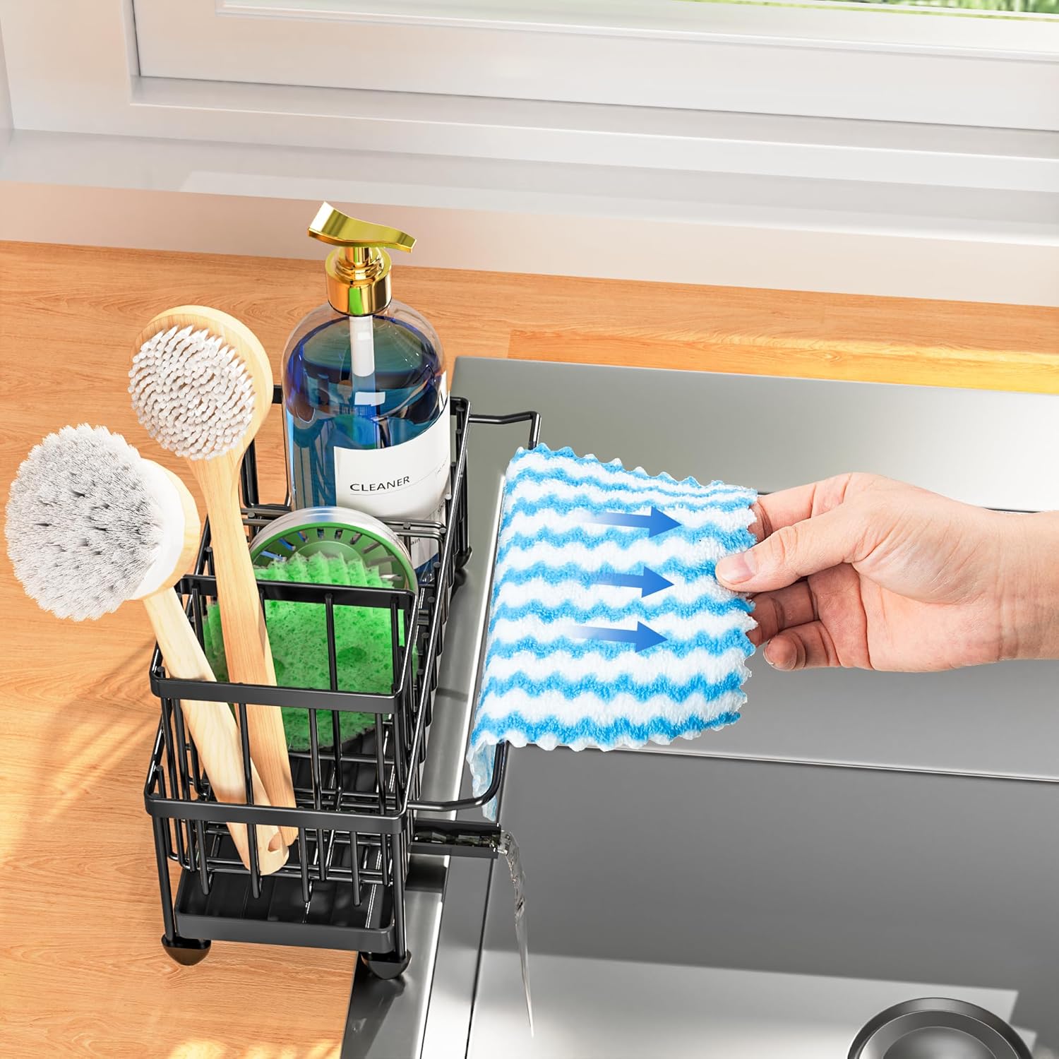 Black Sponge Holder for Kitchen Sink,