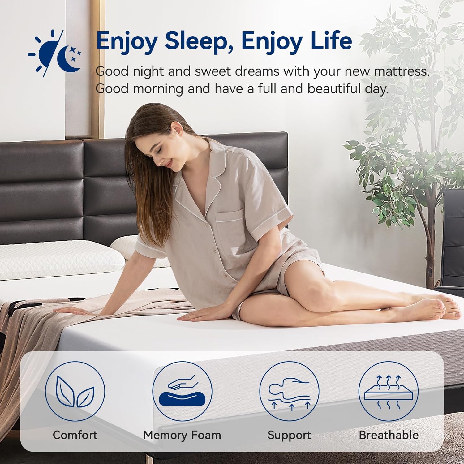 Plush Memory Foam Bed Mattress,