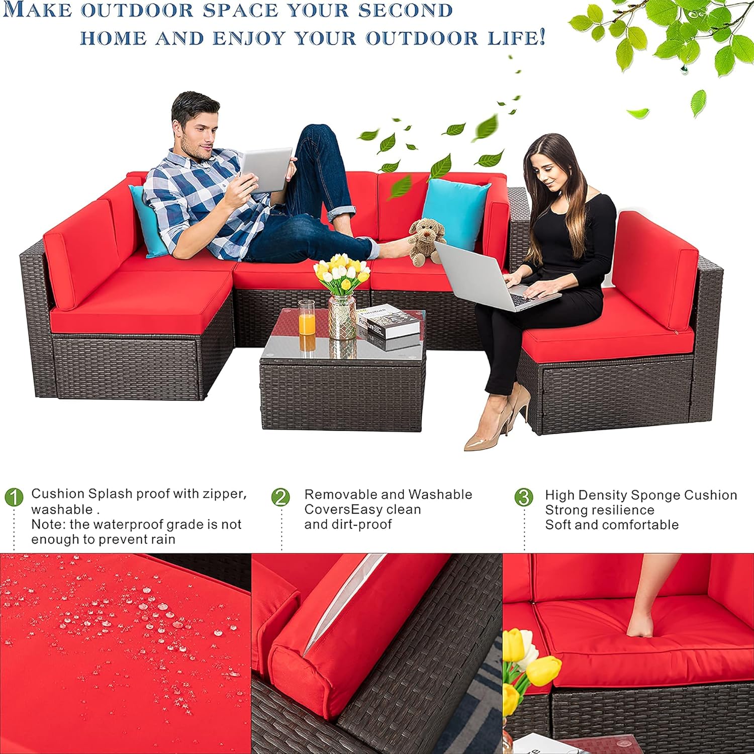 6 Pieces Outdoor Patio Furniture Set,