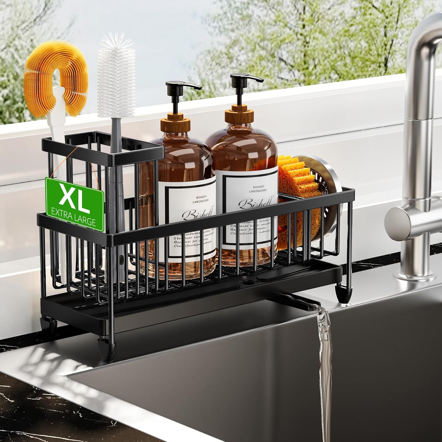 Black Sponge Holder for Kitchen Sink,