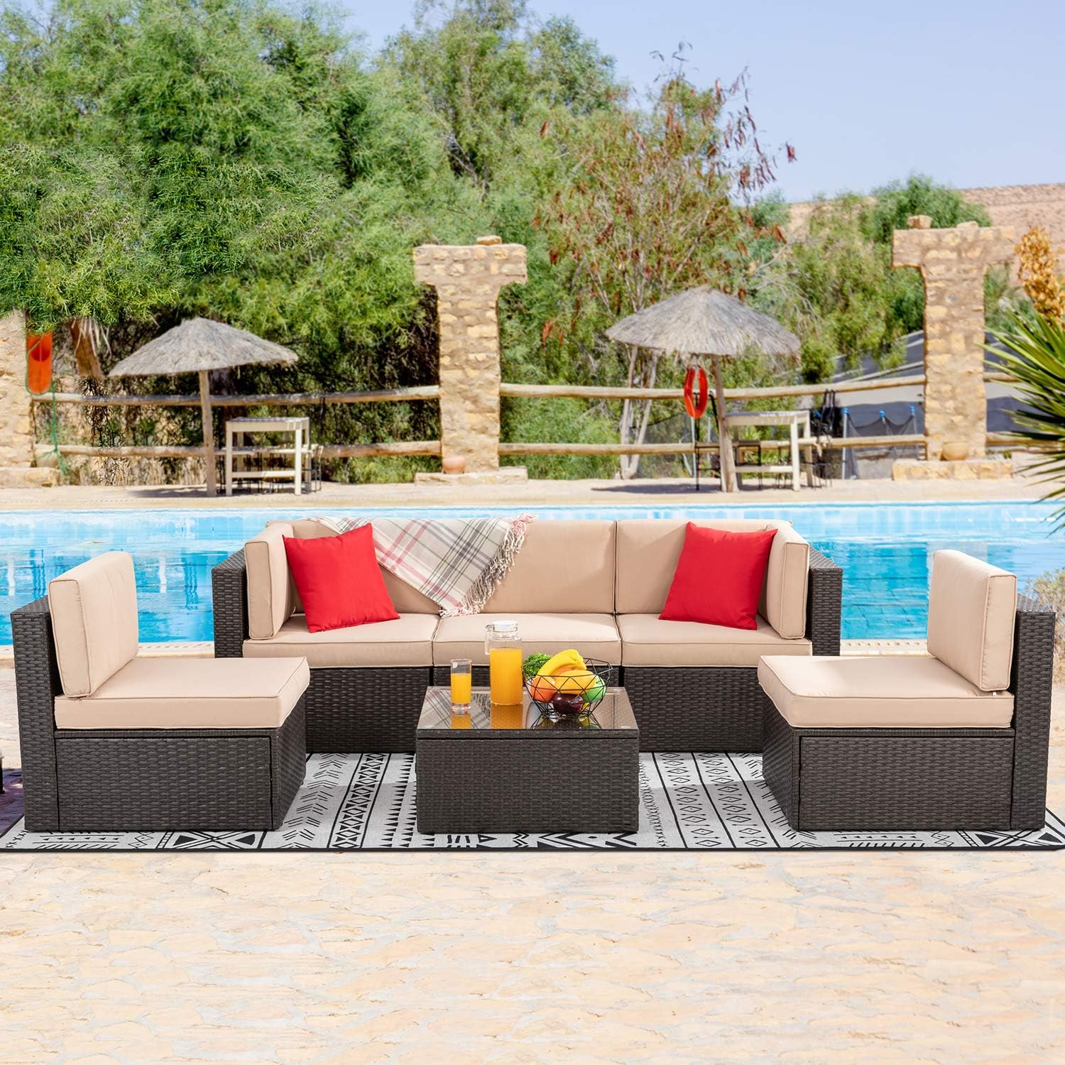 6 Pieces Outdoor Patio Furniture Set,