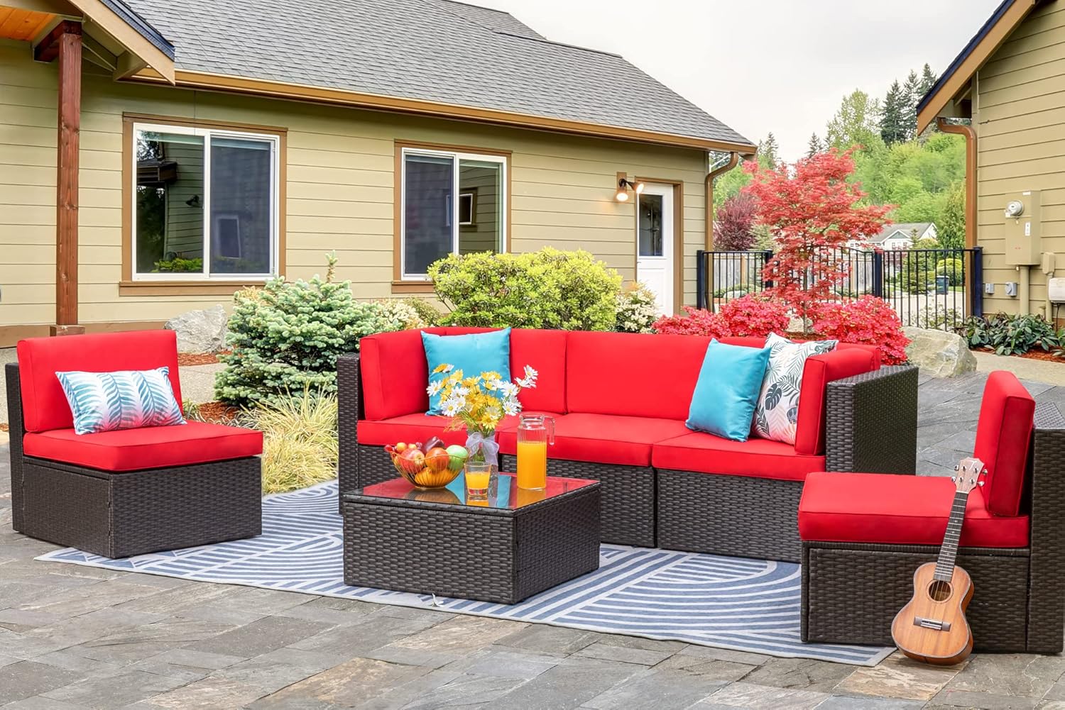 6 Pieces Outdoor Patio Furniture Set,
