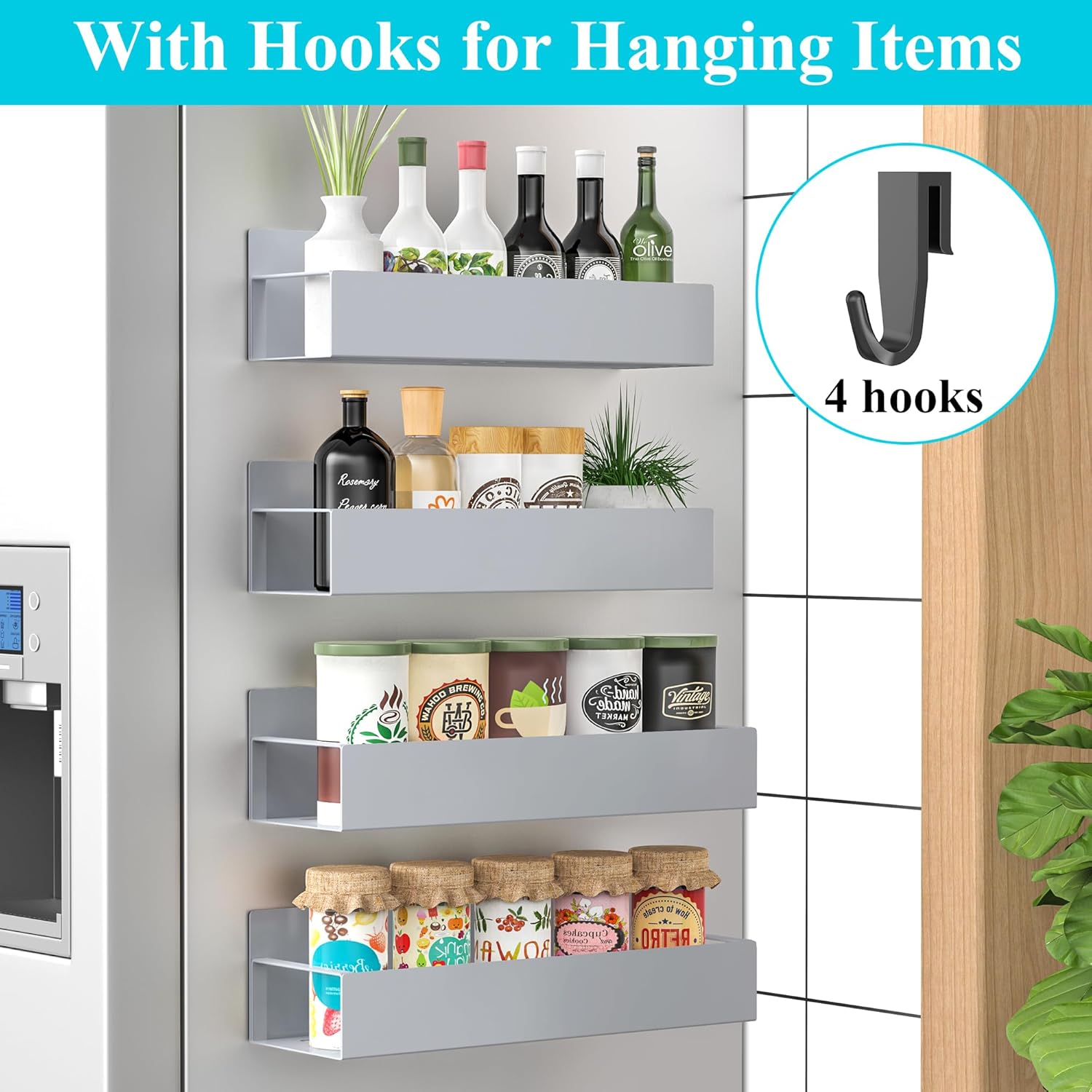 Metal 4 Pack Magnetic Spice Storage