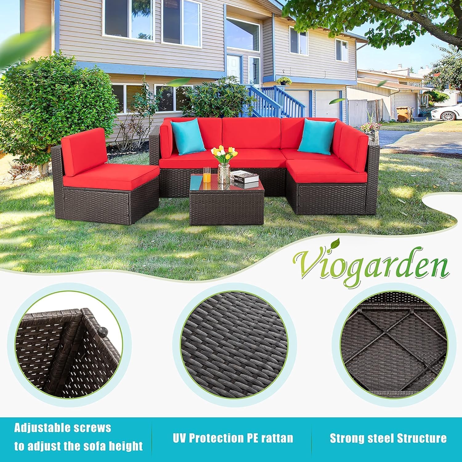 6 Pieces Outdoor Patio Furniture Set,