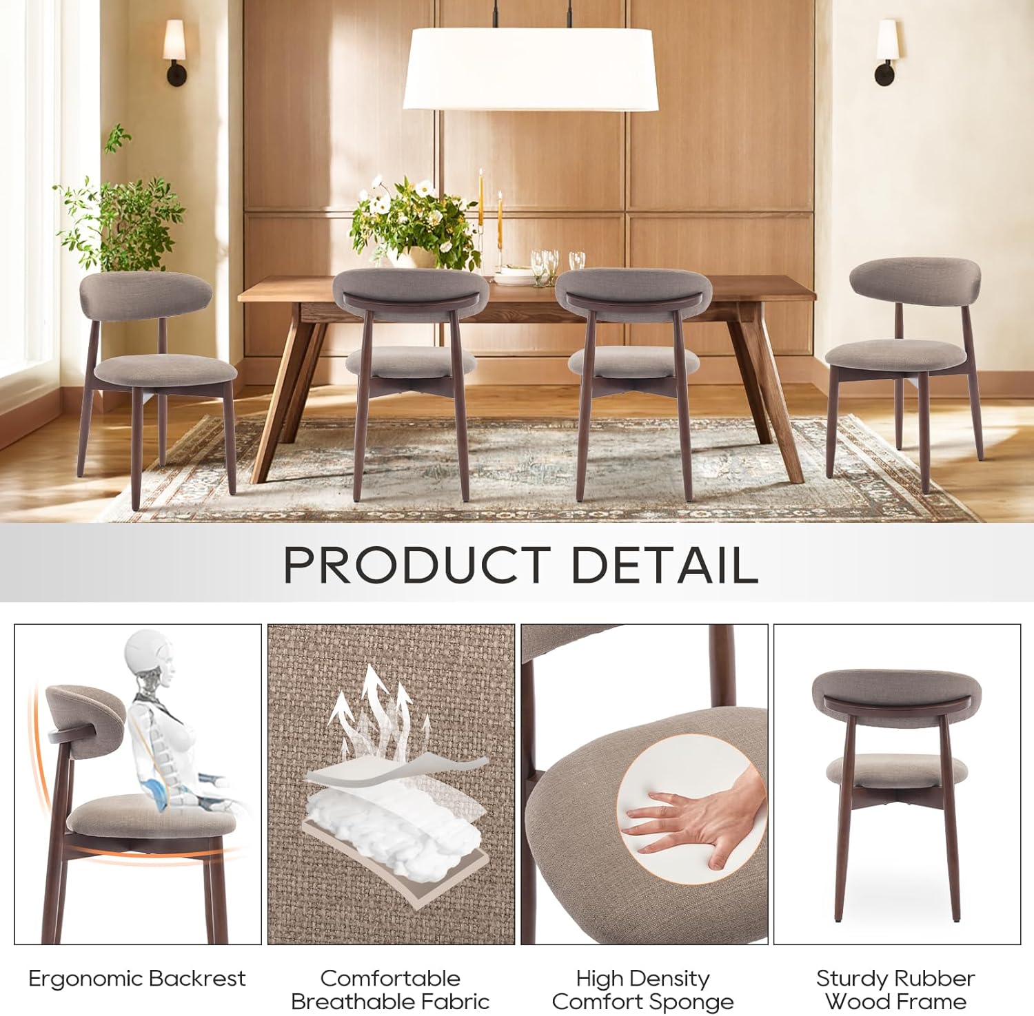 Wooden Dining Chairs Set of 4