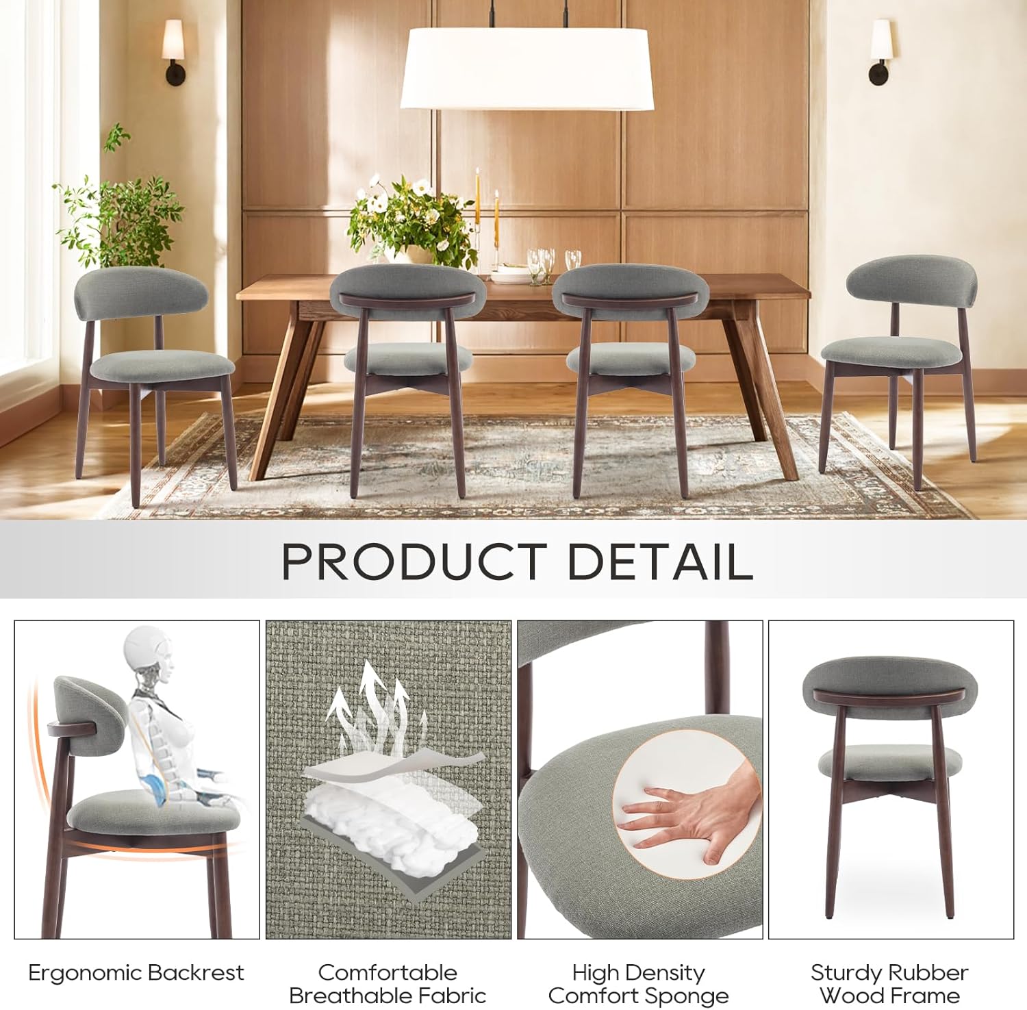 Wooden Dining Chairs Set of 4