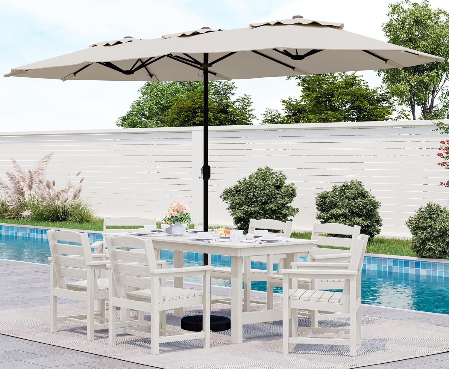 Outdoor HDPE Dining Table Set, 7-Piece Outdoor Dining Table Sets