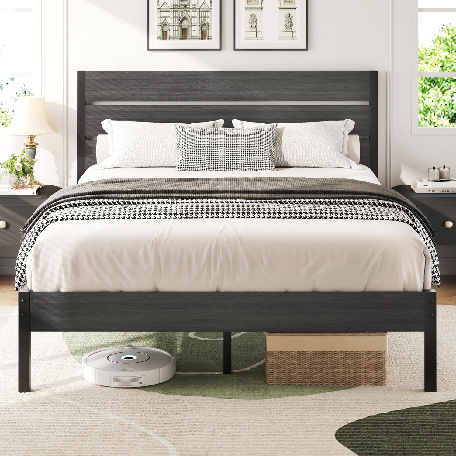 Queen Bed Frame with Headboard and Footboard