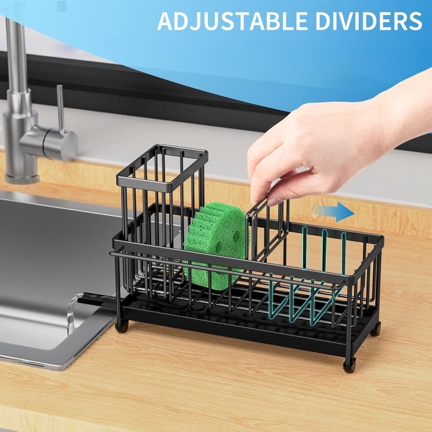 Black Sponge Holder for Kitchen Sink,
