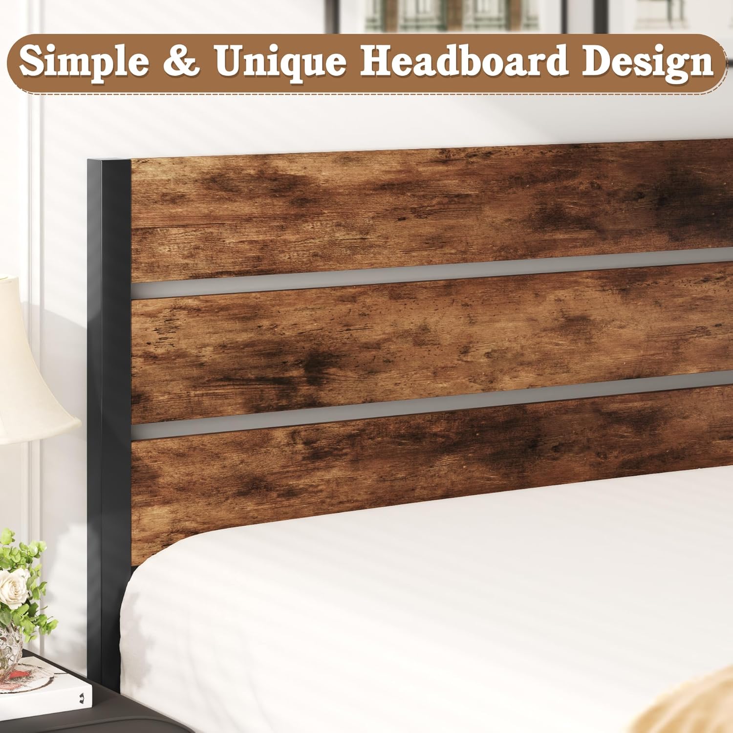 Queen Bed Frame with Headboard and Footboard