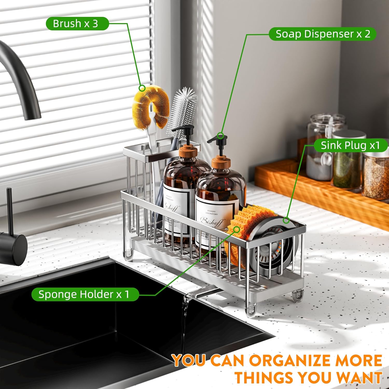 Black Sponge Holder for Kitchen Sink,