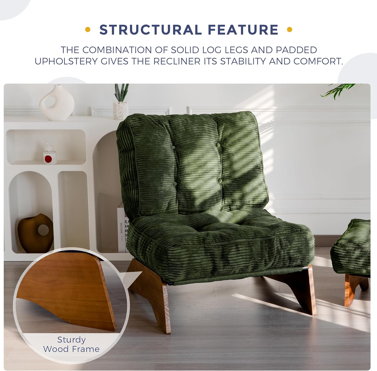 Accent Chair with Ottoman Adjustable Backrest,