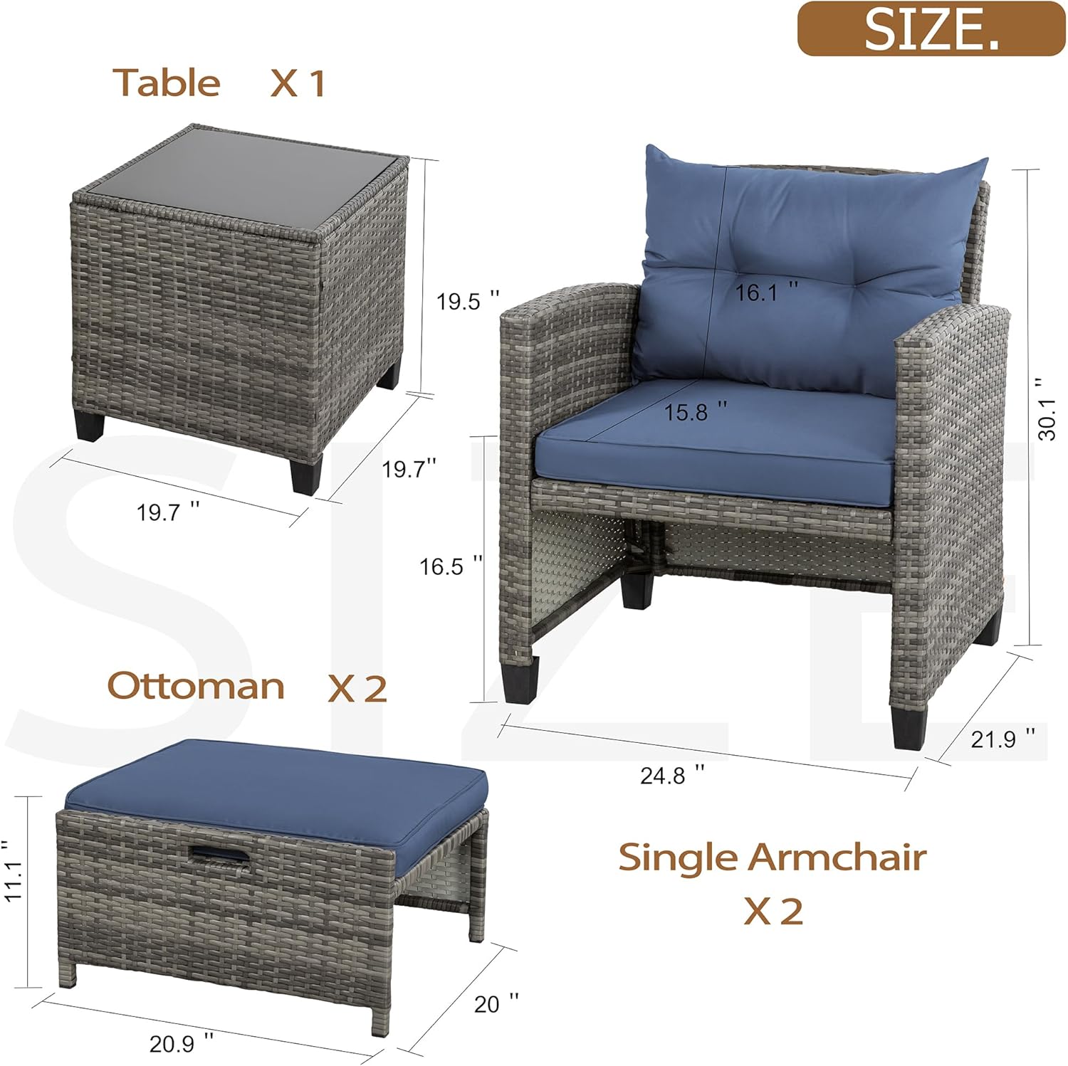 5 Piece Patio Furniture Set