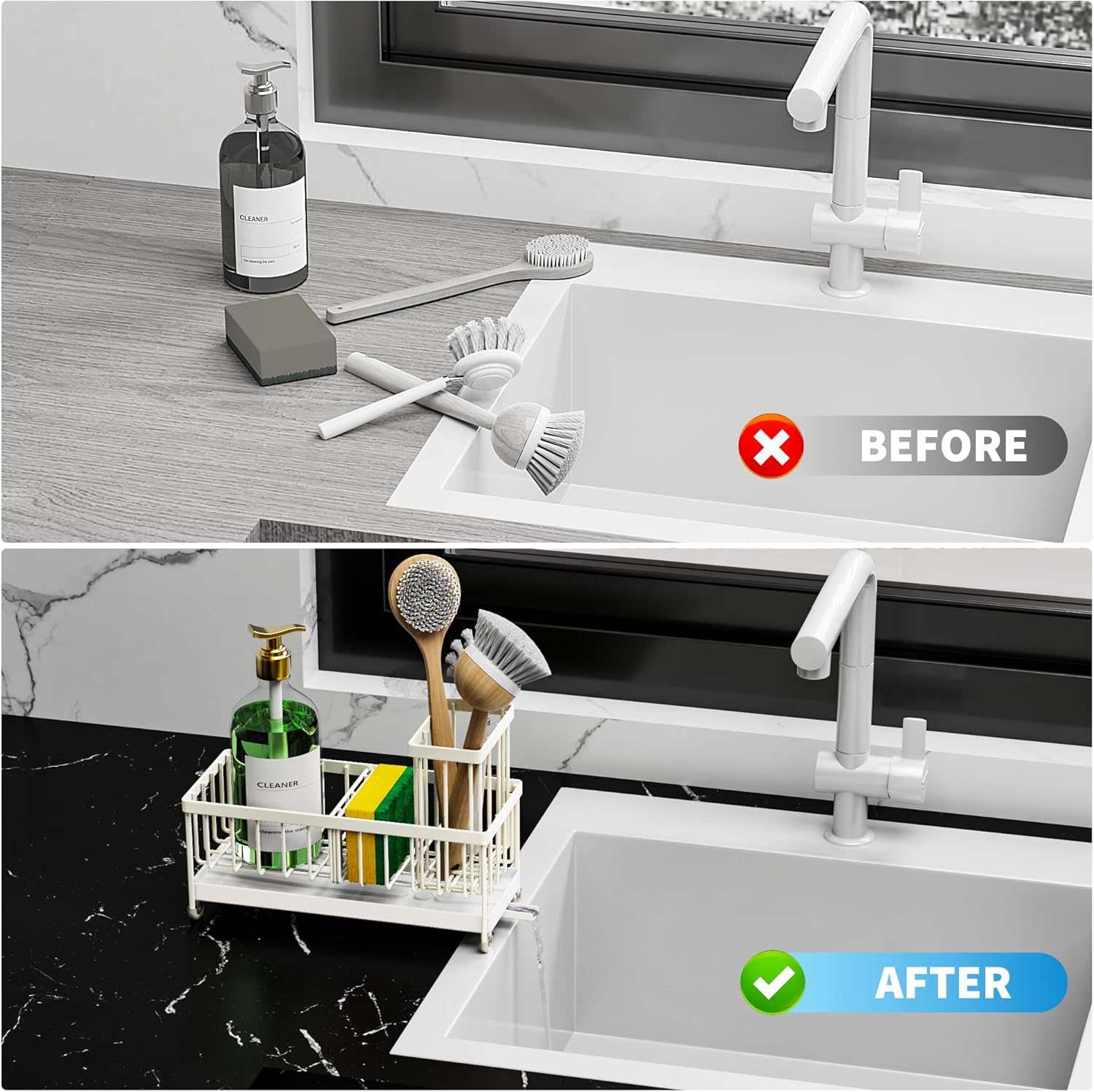 Black Sponge Holder for Kitchen Sink,