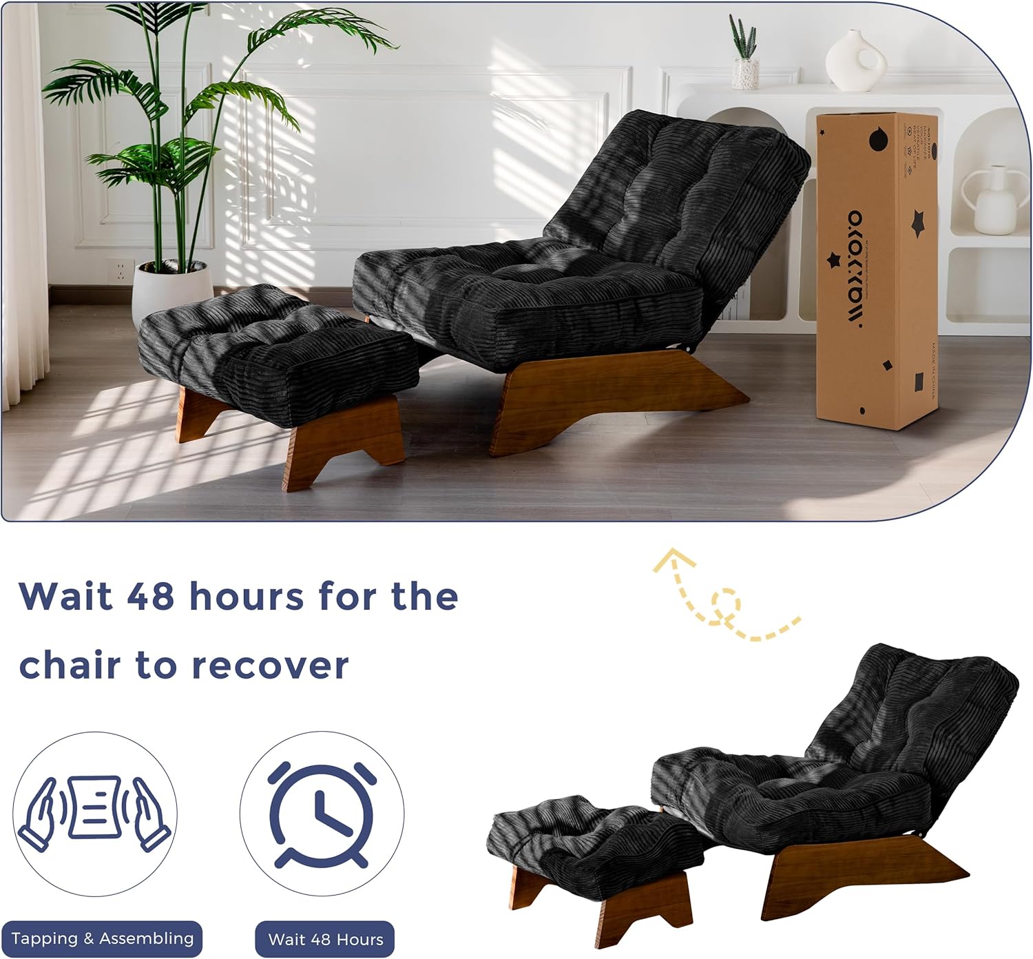 Accent Chair with Ottoman Adjustable Backrest,