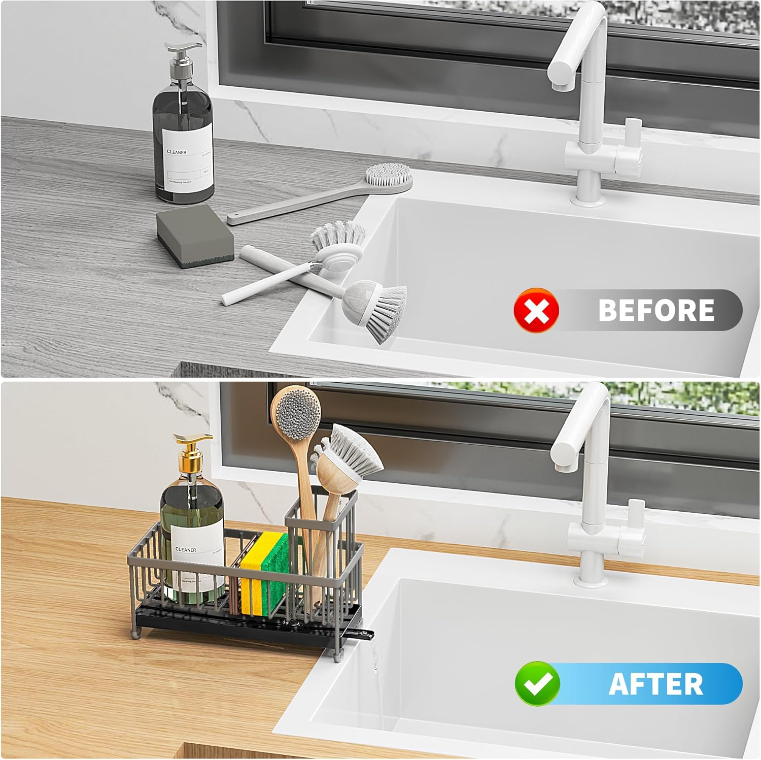 Black Sponge Holder for Kitchen Sink,