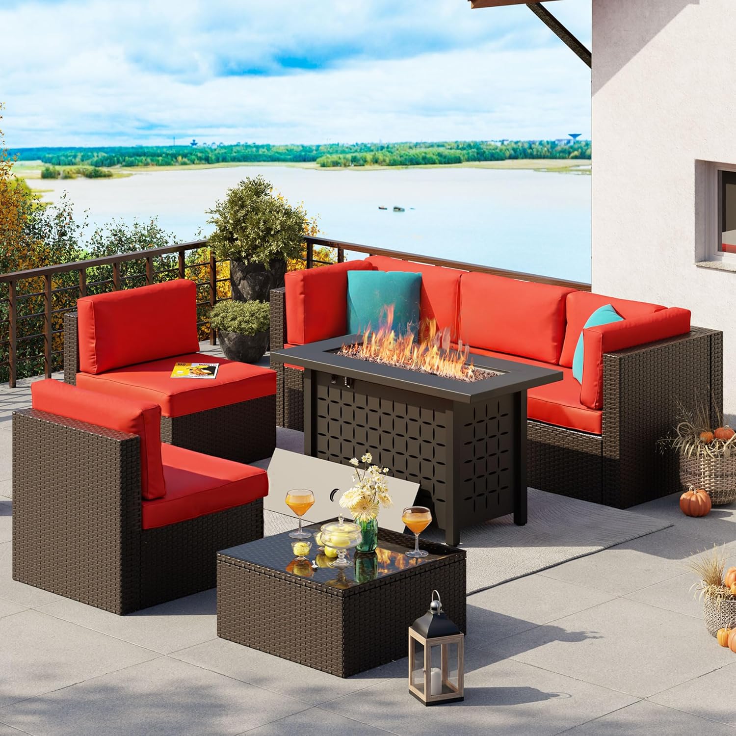 6 Pieces Outdoor Patio Furniture Set,