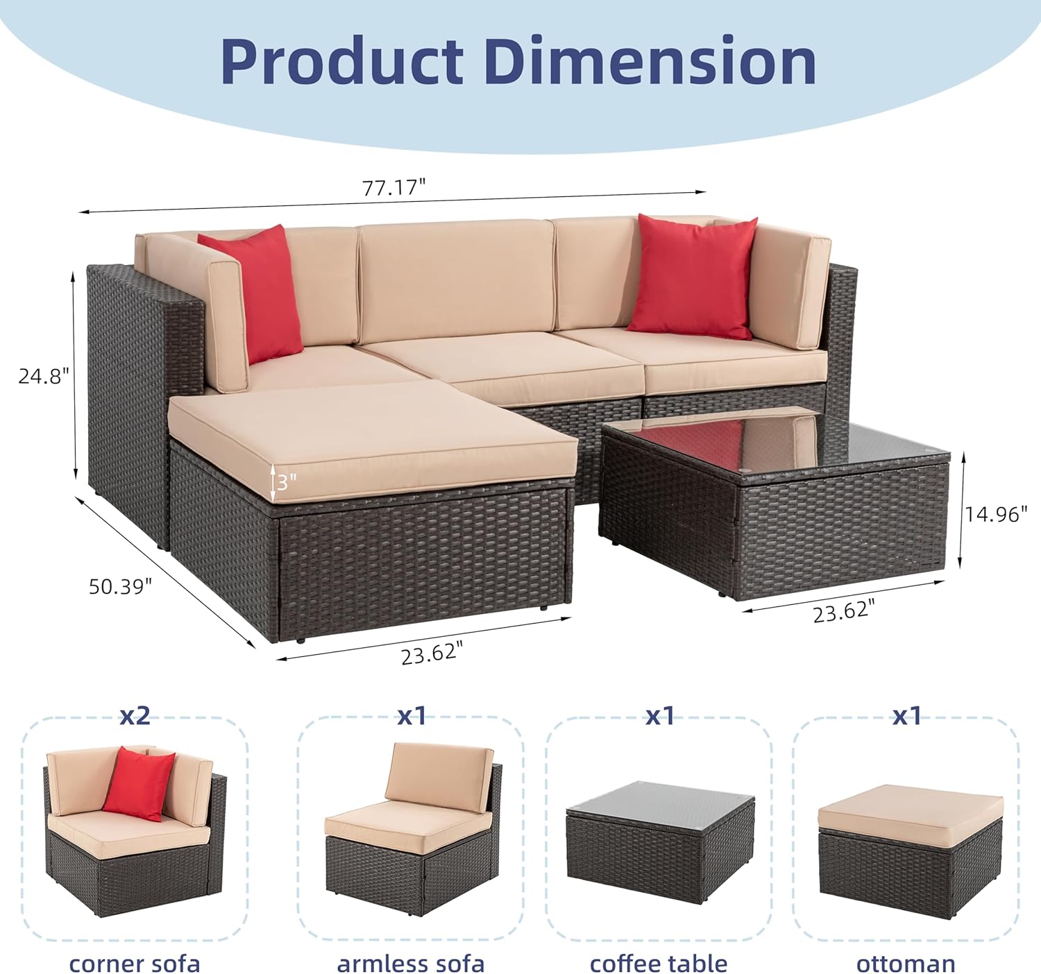 7 Pieces Patio Furniture Sets