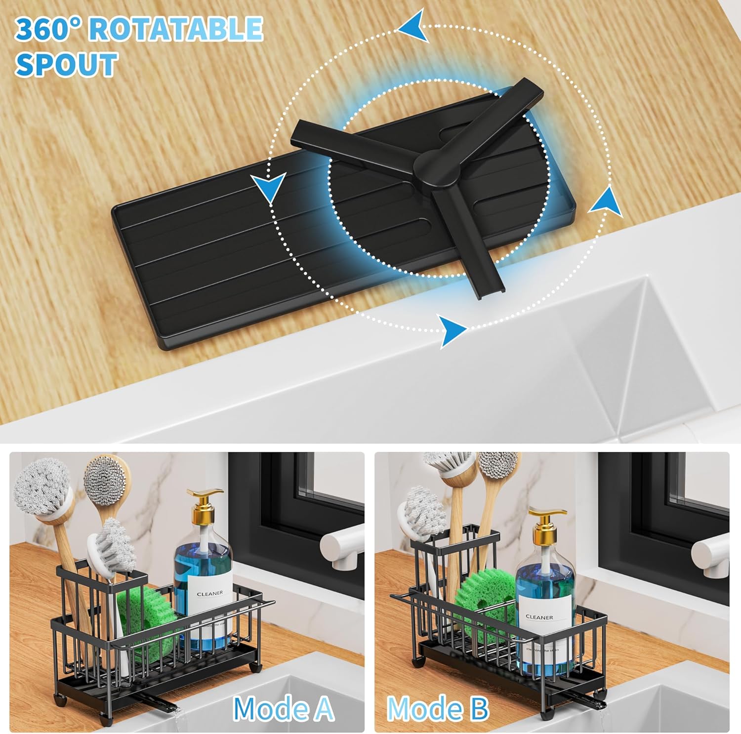Black Sponge Holder for Kitchen Sink,