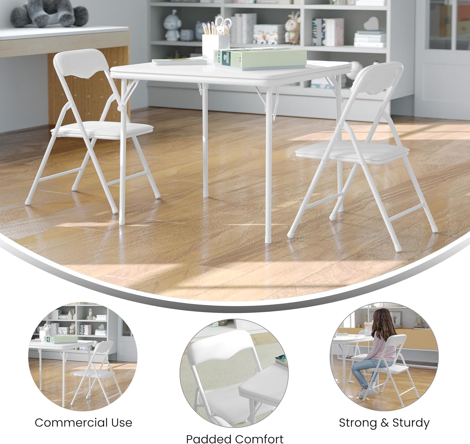 Flash Furniture Mindy Kids 5-Piece set Folding Square Table and Chairs