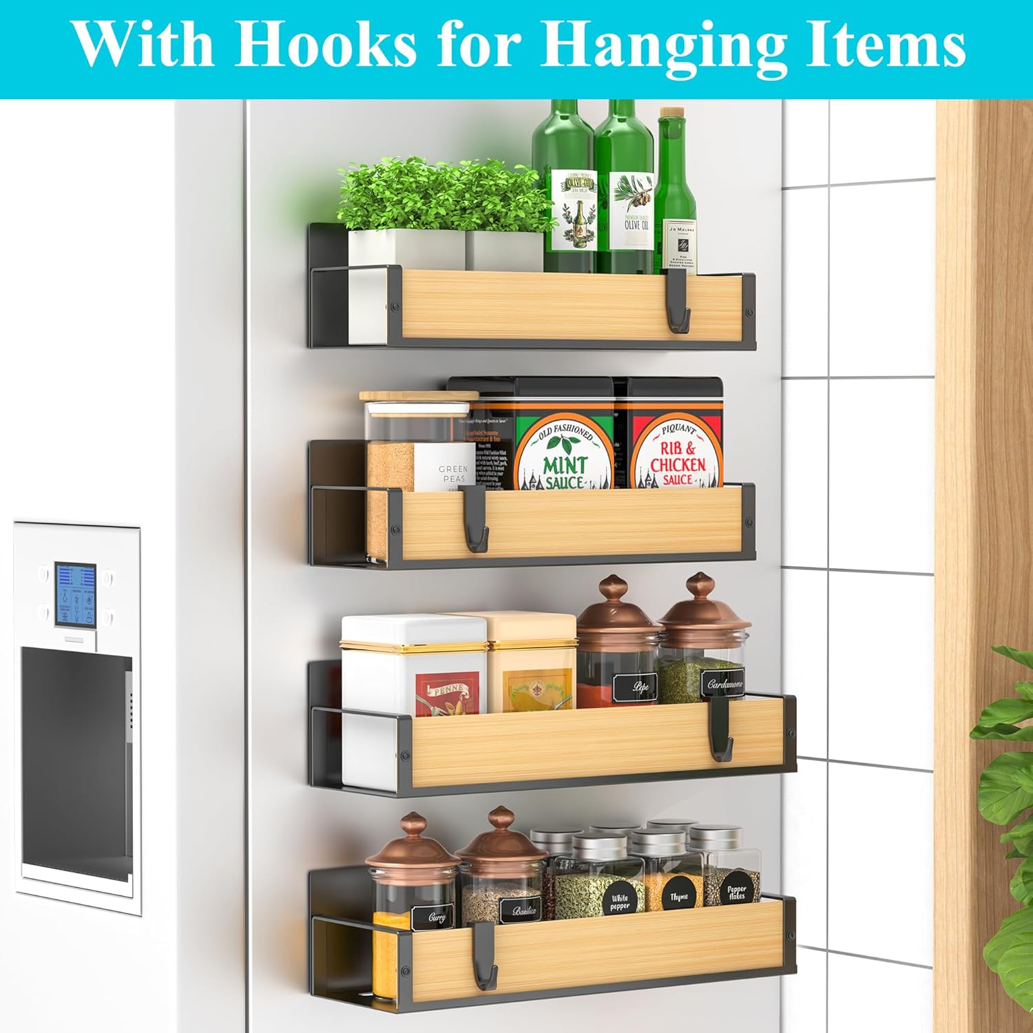 Metal 4 Pack Magnetic Spice Storage