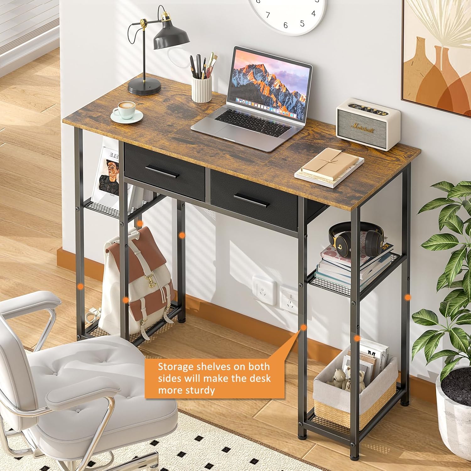 White Computer Desk with Drawers,