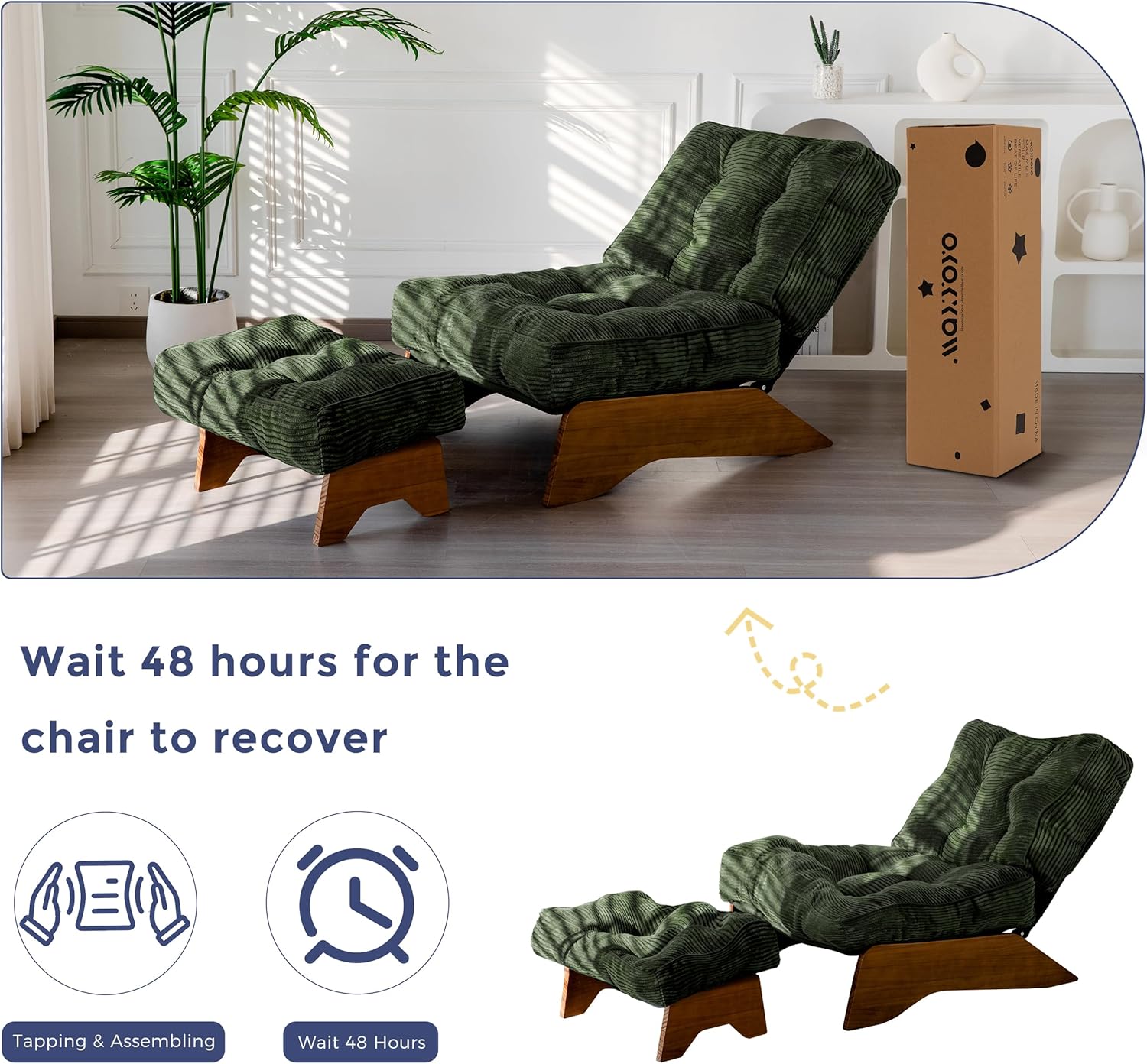 Accent Chair with Ottoman Adjustable Backrest,