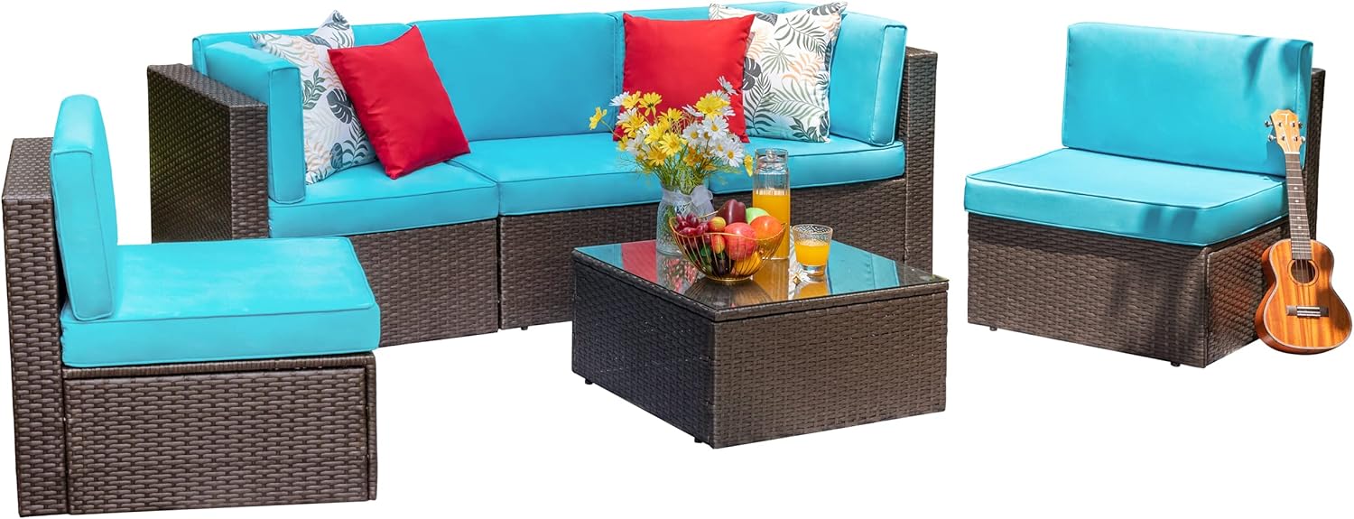 6 Pieces Outdoor Patio Furniture Set,