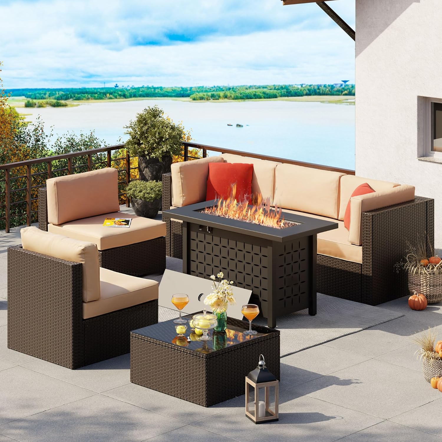 6 Pieces Outdoor Patio Furniture Set,