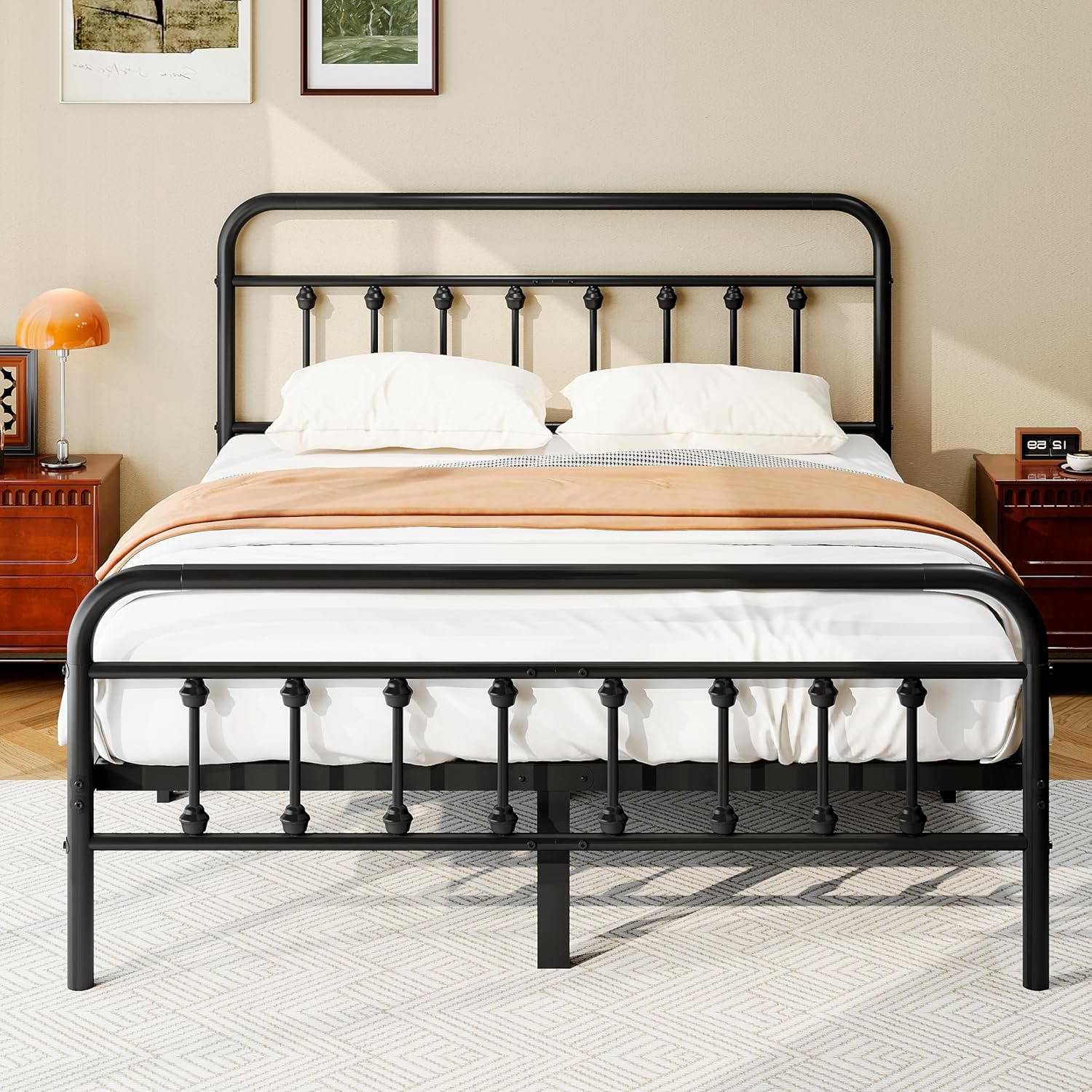 Queen Bed Frame with 2 Storage Drawers,