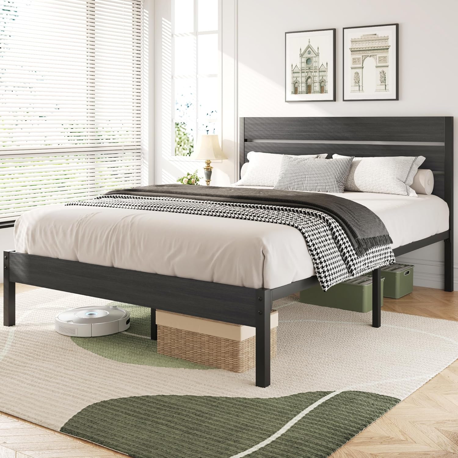 Queen Bed Frame with Headboard and Footboard