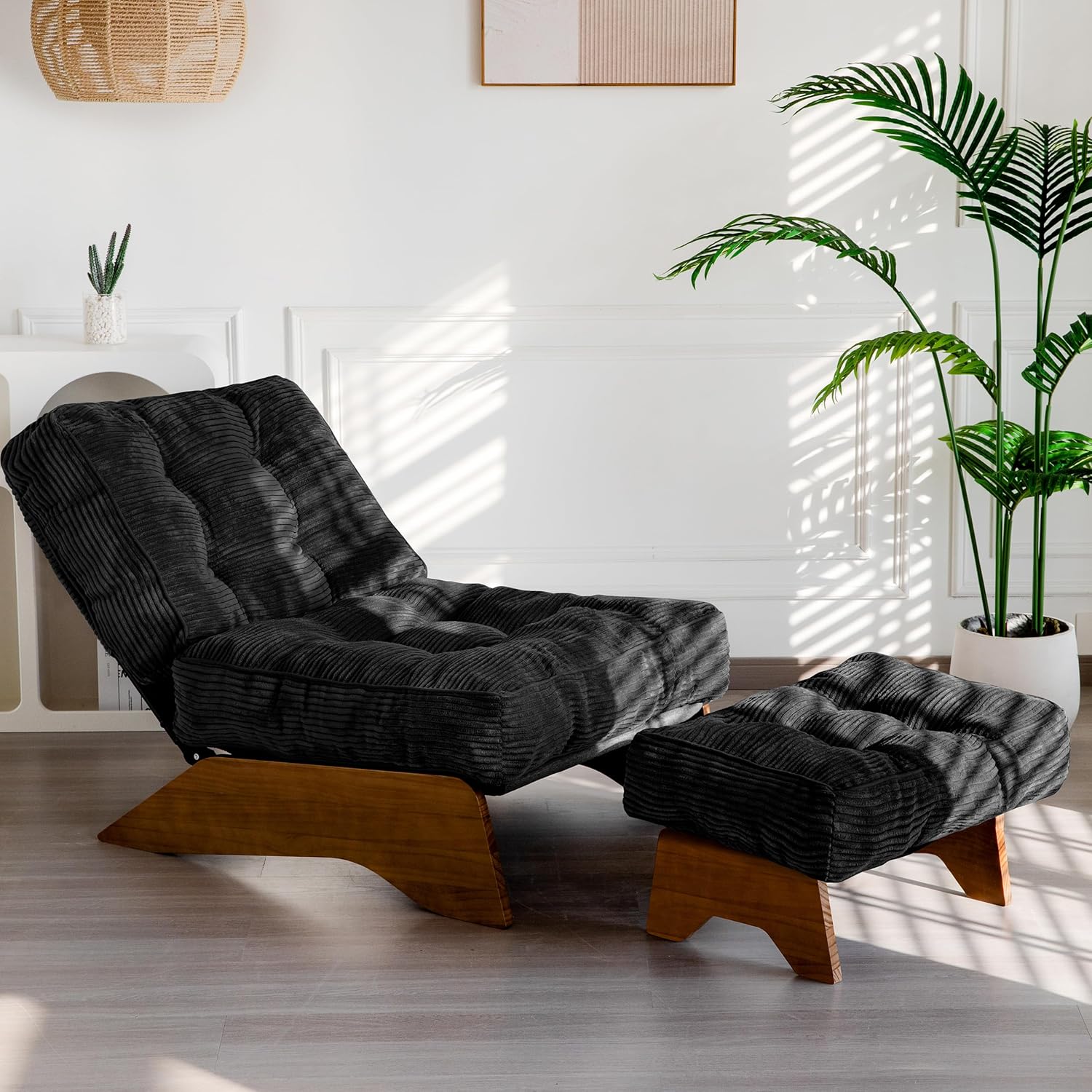 Accent Chair with Ottoman Adjustable Backrest,