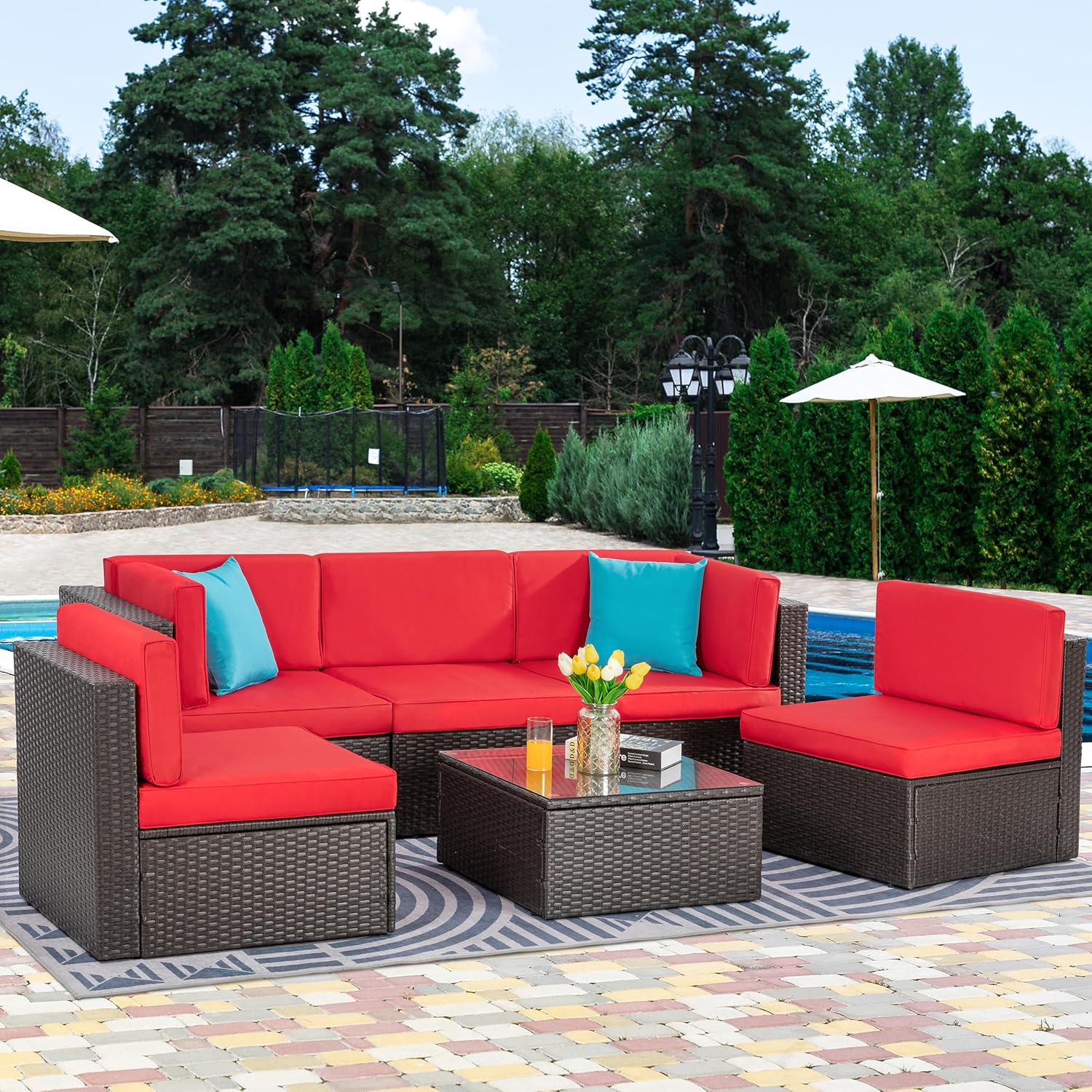 6 Pieces Outdoor Patio Furniture Set,