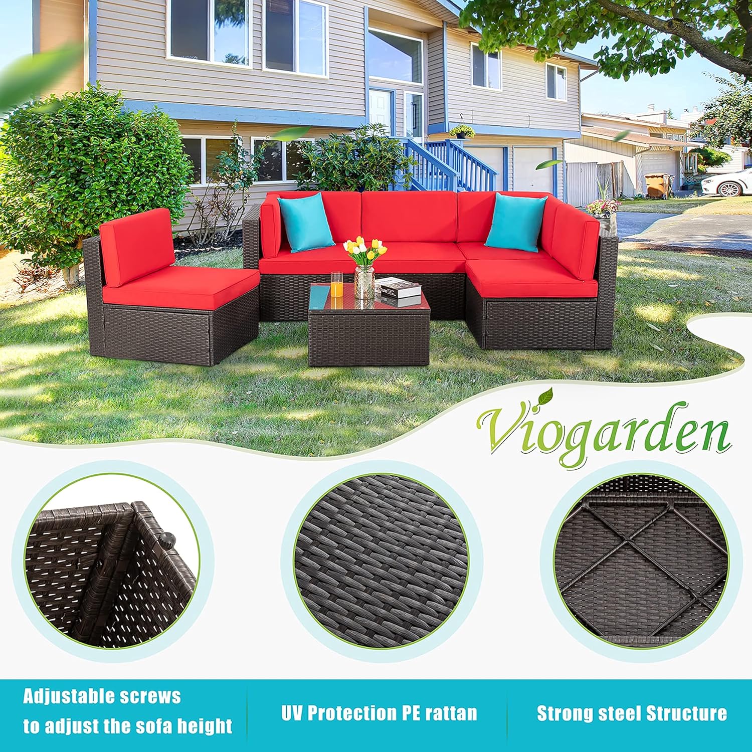 6 Pieces Outdoor Patio Furniture Set,