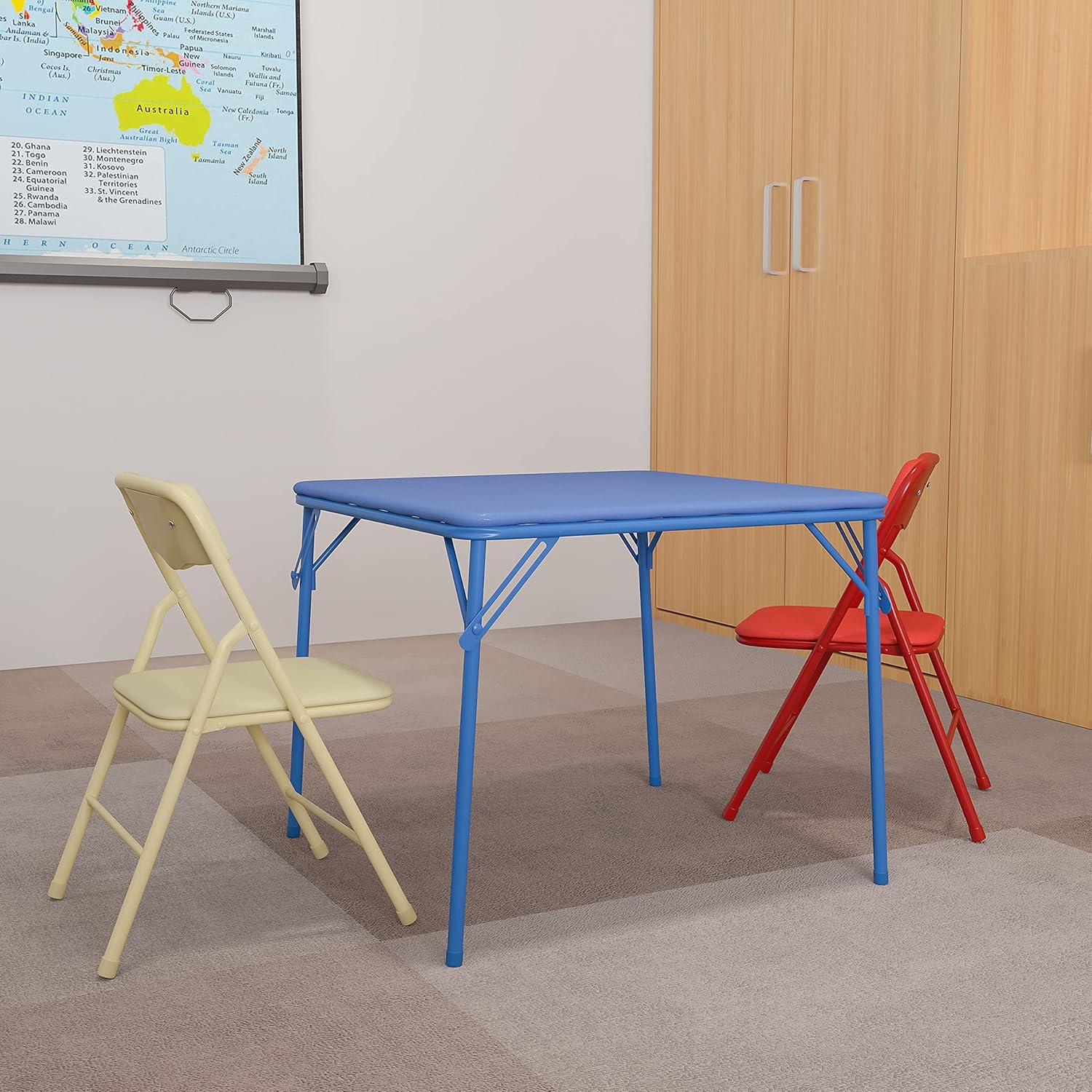 Flash Furniture Mindy Kids 5-Piece set Folding Square Table and Chairs