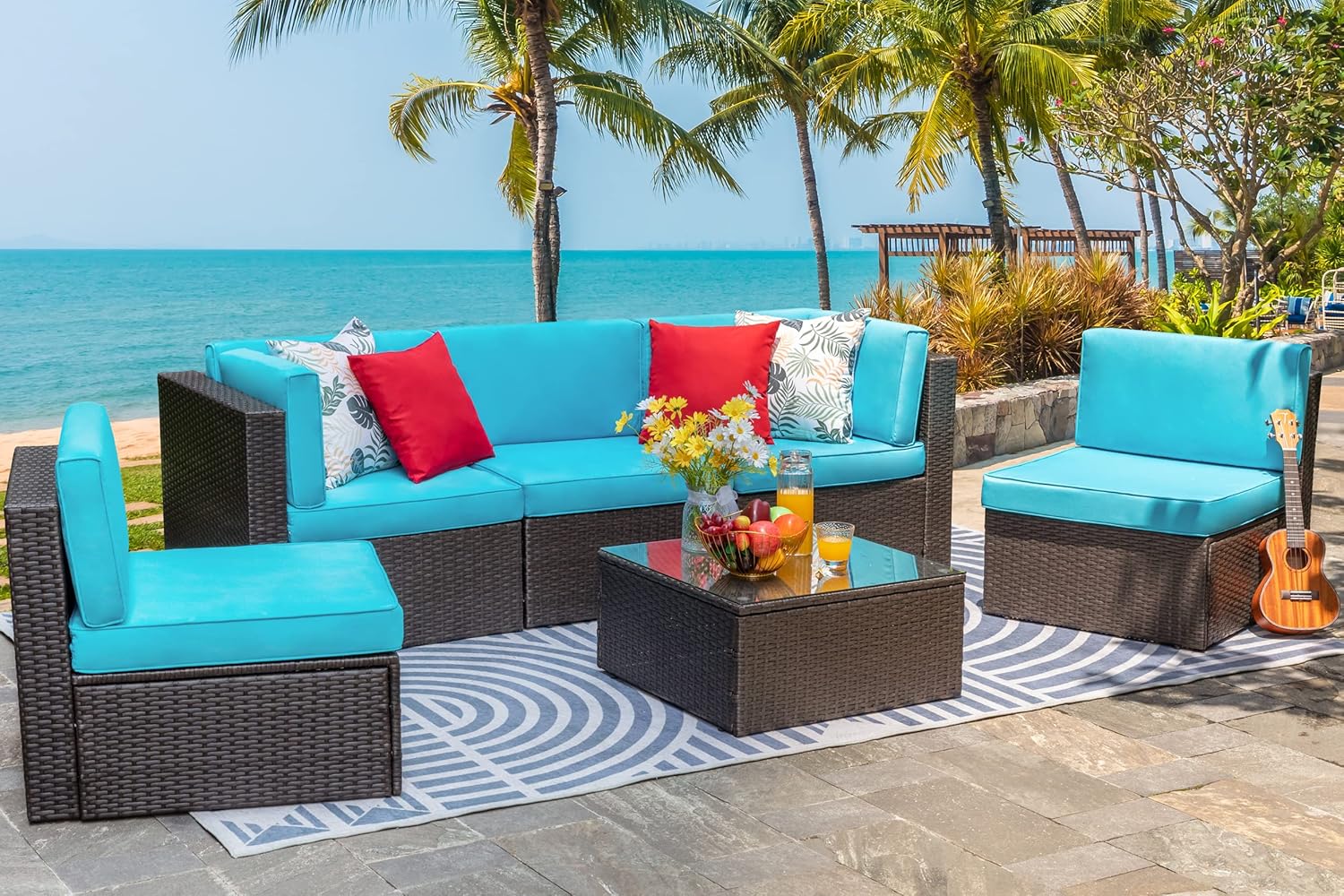 6 Pieces Outdoor Patio Furniture Set,
