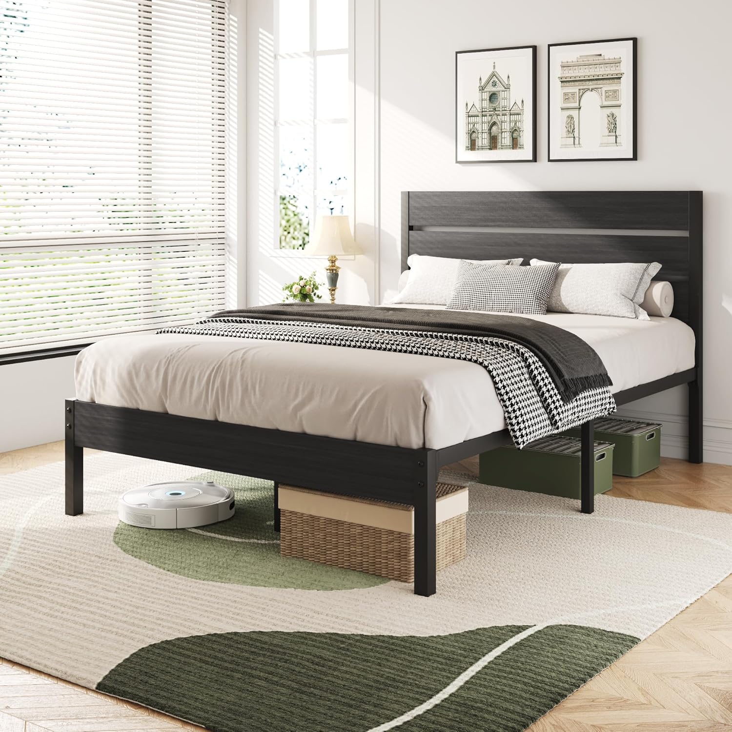 Queen Bed Frame with Headboard and Footboard