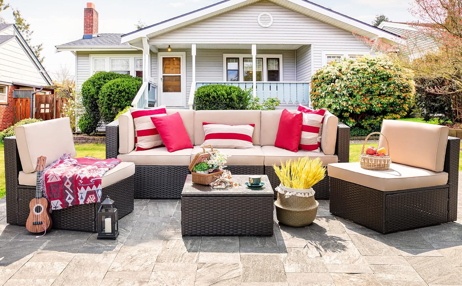 6 Pieces Outdoor Patio Furniture Set,