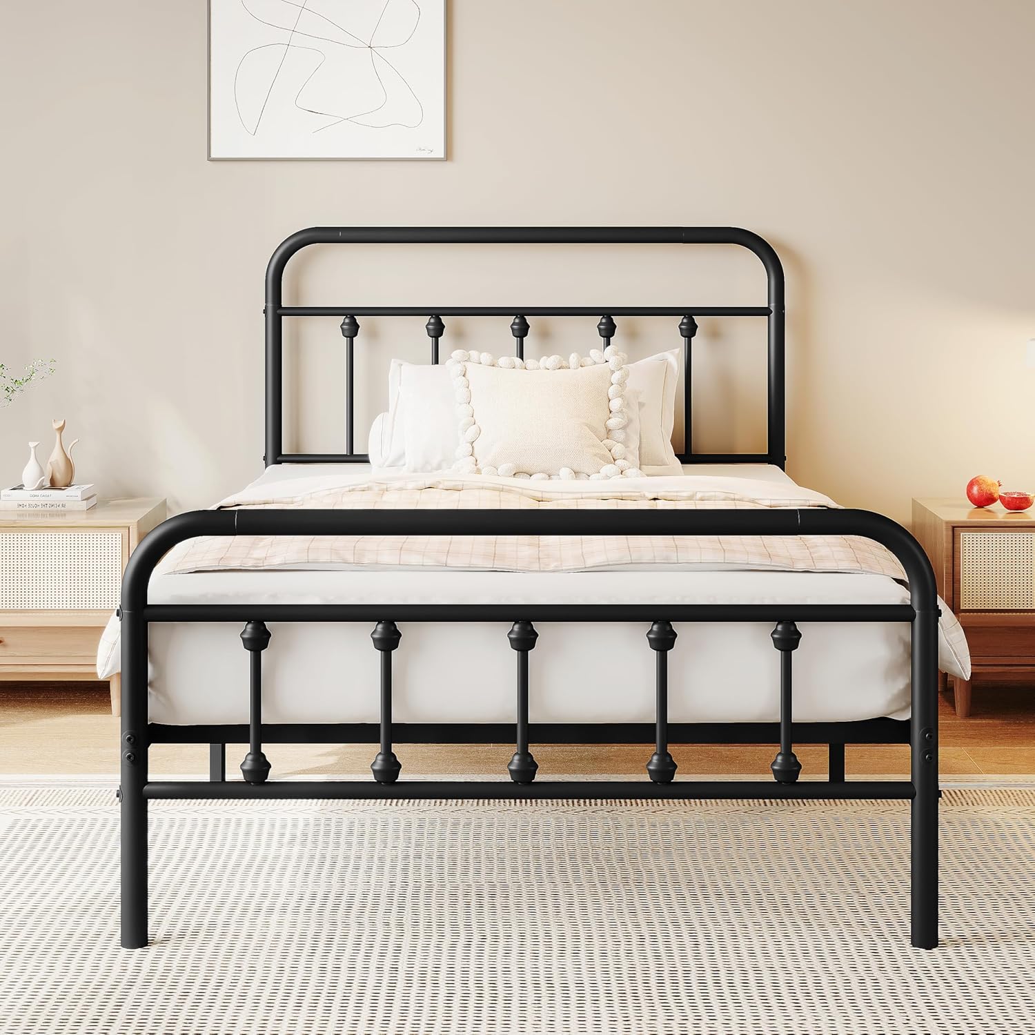 Queen Bed Frame with 2 Storage Drawers,