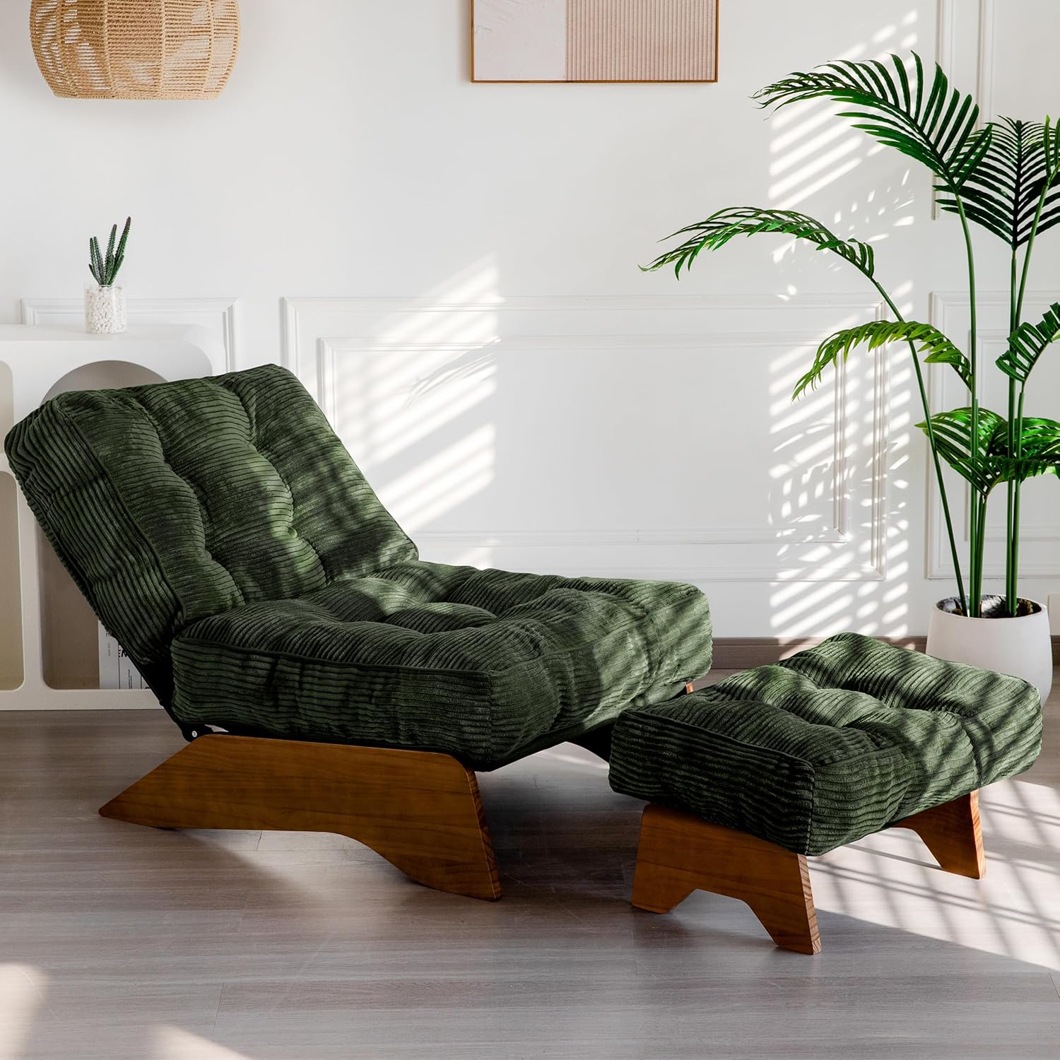 Accent Chair with Ottoman Adjustable Backrest,