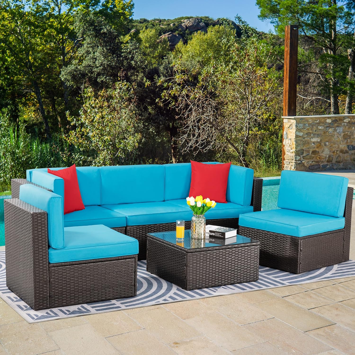 6 Pieces Outdoor Patio Furniture Set,
